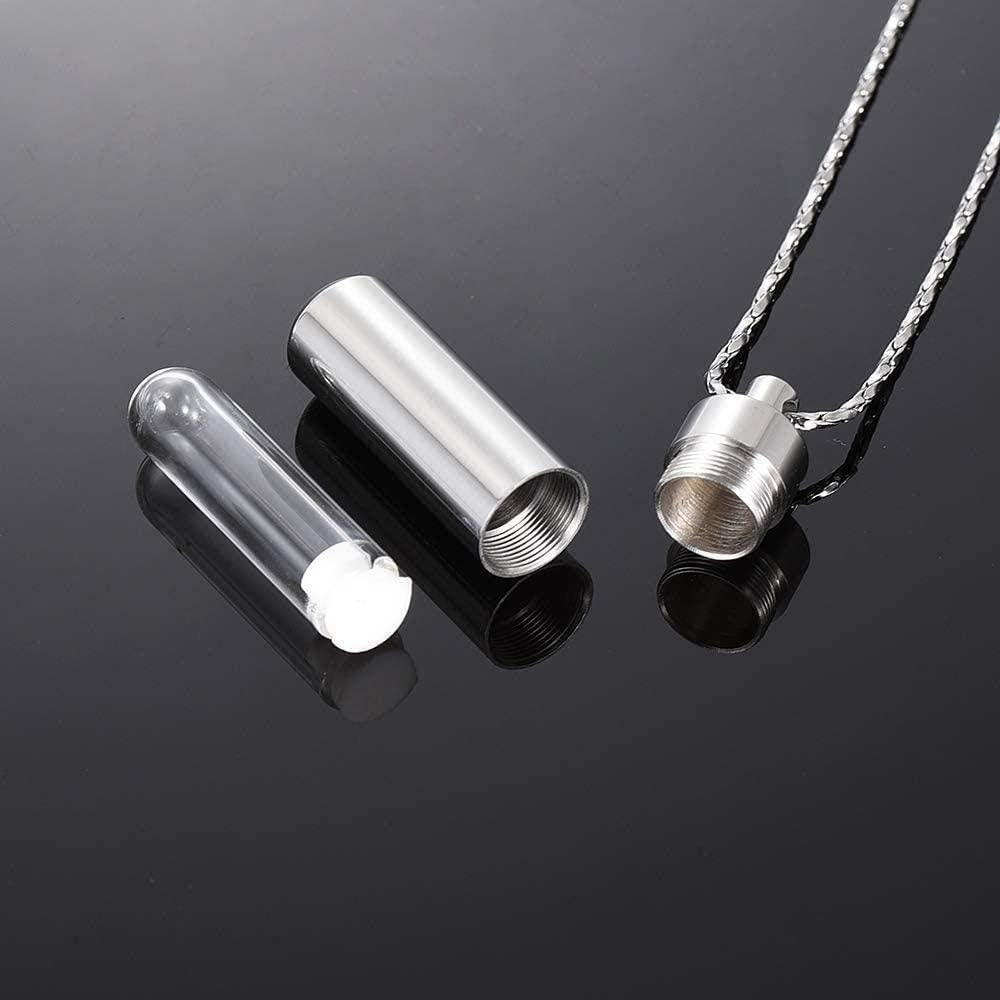 Cenizas Recuerdo Urna Collar Cremación Joyas Ceniza cremada Colgante Botella de Vidrio Cenicero Collar Joyas conmemorativas-Plata