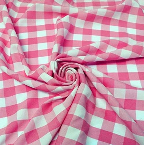 Tela de popelina de poliéster a cuadros IFR de 60 pulgadas de ancho, color fucsia y blanco, 1 yarda