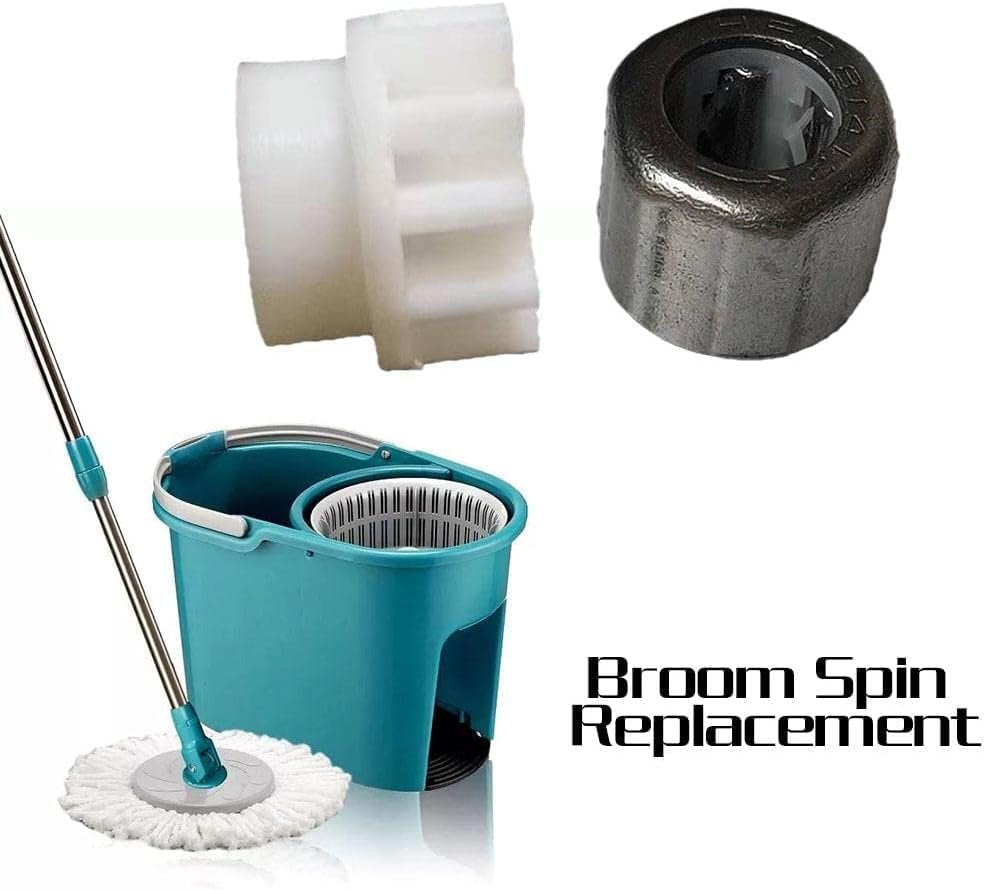 Reemplazo de escoba de plástico blanco con pedal de trapeador fácil, reemplazo de engranaje de cubo de embrague unidireccional, adecuado para