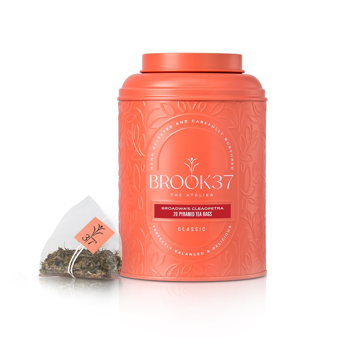 Brook37 Broadway’s Cleopatra – Té verde Darjeeling de primera calidad  Bajo en cafeína  Sabor suave y dulce como aceituna picante  20 bolsas