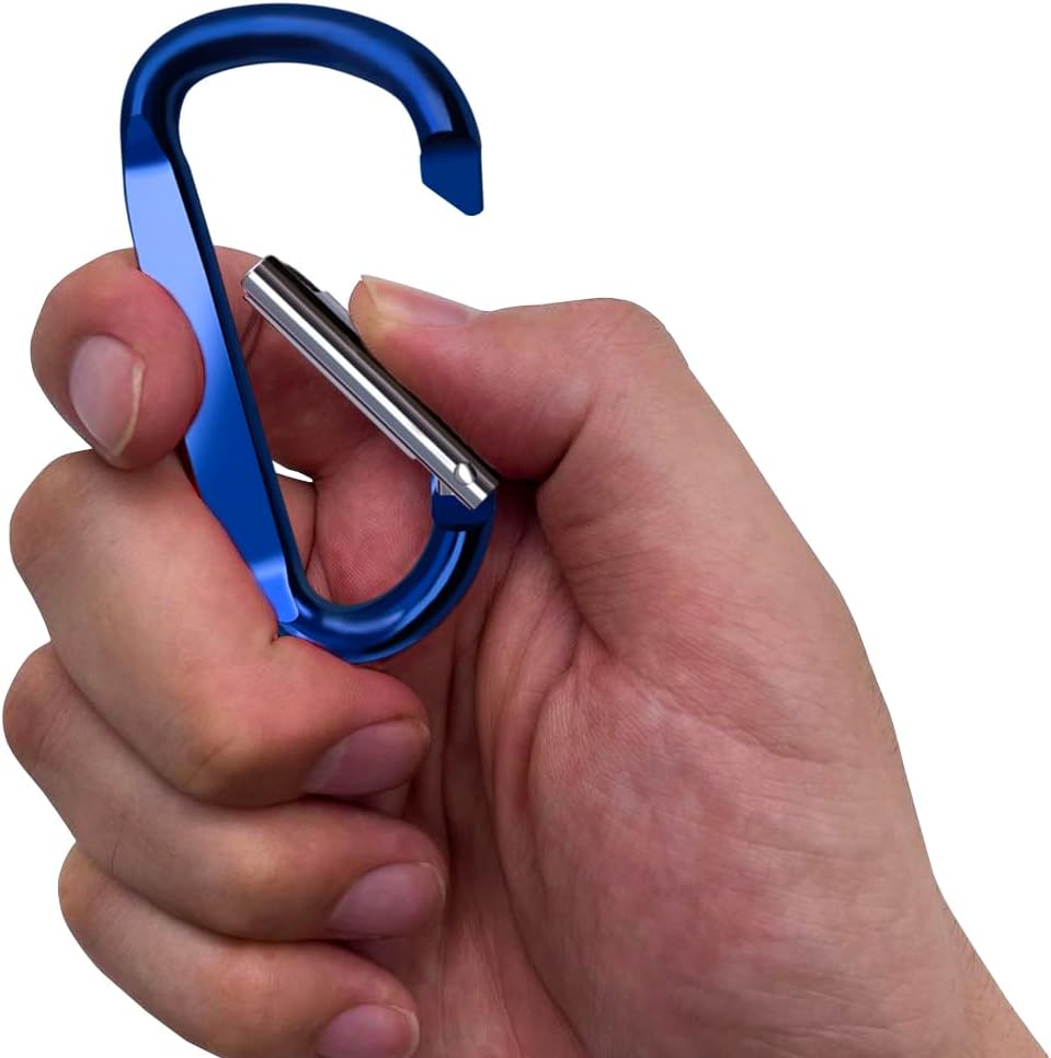 3″ Aluminum Carabiner Clips, 12PCS D Ring Shape Keychain Carabiners Hook Buckle