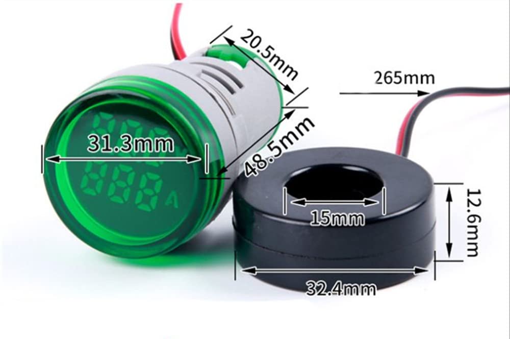 Indicador de corriente y voltaje de CA de 3 piezas con pantalla de dos dígitos, monitor de instrumentos de medición multifunción LED de cabeza