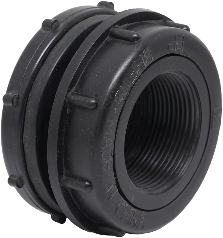 Valley Industries BHF112-BC Montaje de mamparo, 1-12″ FNPT, negro