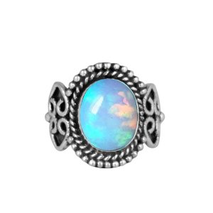 Elegant Aurora Opal Ring 925 Sterling Silver Ring Handmade Cabochon Oval Gemstone Designer Ring For Women Opal Jewelry Nature Inspired Ring By NKG Elegant Aurora Opal Ring 925 Sterling Silver Ring Handmade Cabochon Oval Gemstone Designer Ring For Women Opal Jewelry Nature Inspired Ring By NKG