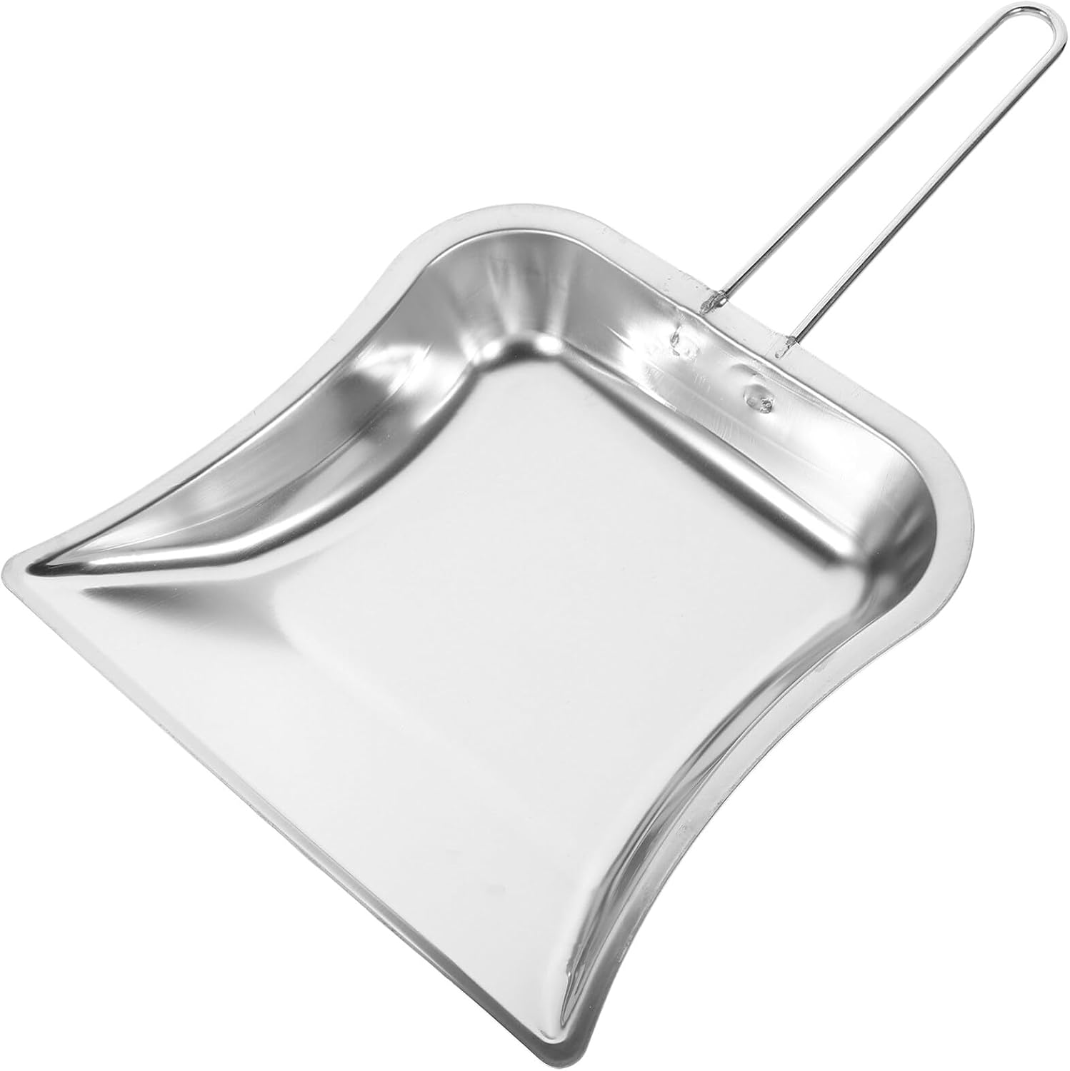 GLEAVI Sartén de metal resistente  Sartén de acero inoxidable con asa, pala de basura de mano, borde de precisión, pequeño recogedor para el hogar,