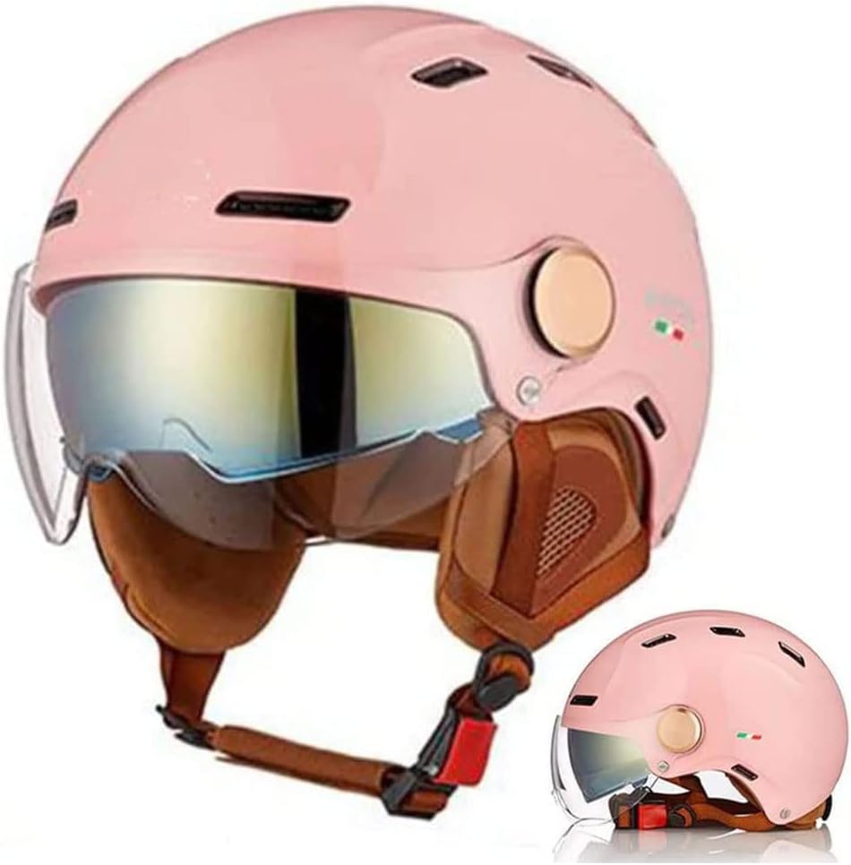 Vespa – Casco abierto retro eléctrico para motocicleta, medio casco con doble visera, certificado por DOT, para hombres y mujeres, ATV Street