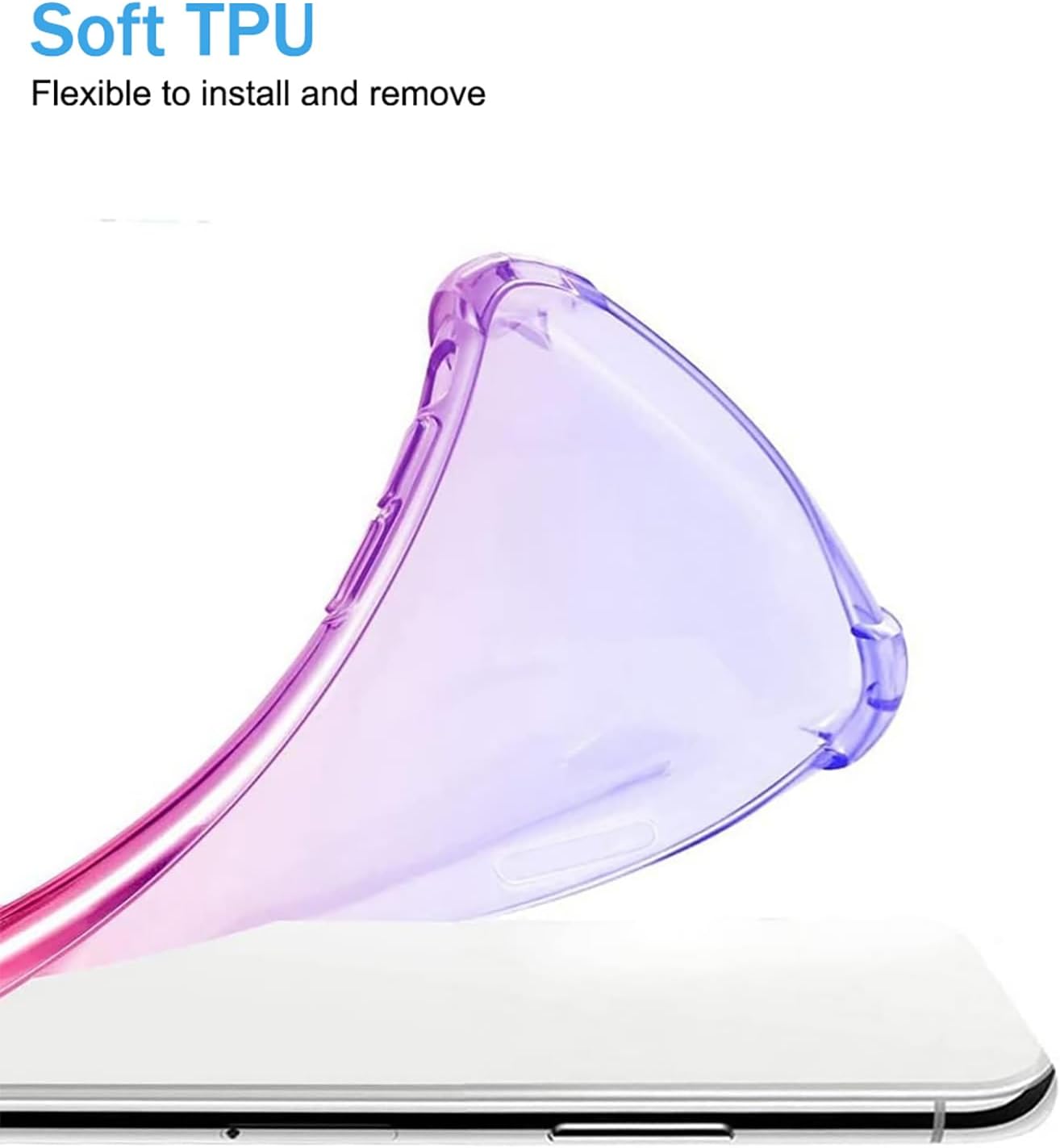 OEURVQO Funda transparente para Galaxy A03 Samsung A03 SM-A032F, transparente, lindo, degradado, colorido, delgado, suave, TPU, a prueba de golpes,