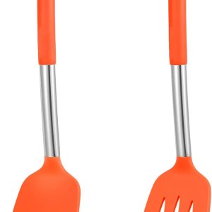 2 piezas de silicona sólida espátulas de cocina ranuradas antiadherentes, utensilios de cocina resistentes al calor de 600 F, utensilios de cocina 2 piezas de silicona sólida espátulas de cocina ranuradas antiadherentes, utensilios de cocina resistentes al calor de 600 F, utensilios de cocina