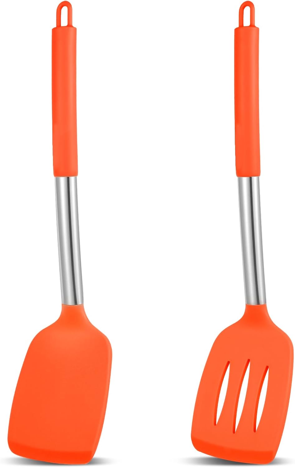 2 piezas de silicona sólida espátulas de cocina ranuradas antiadherentes, utensilios de cocina resistentes al calor de 600 F, utensilios de cocina
