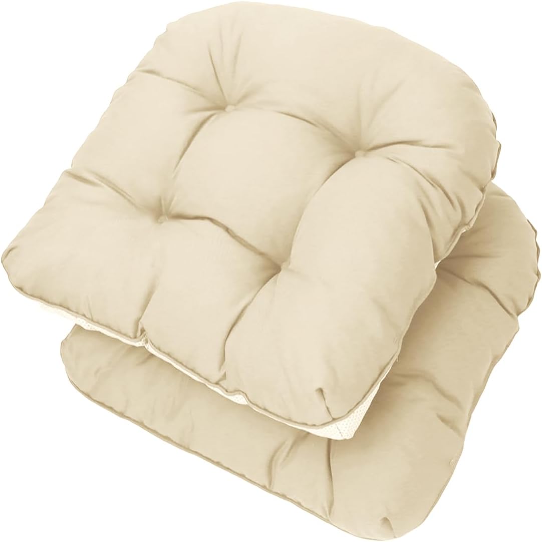 EAIMi Cojines para sillas de exterior, cojines de asiento impermeables para muebles de patio, juego de 2 cojines de espuma viscoelástica en forma de