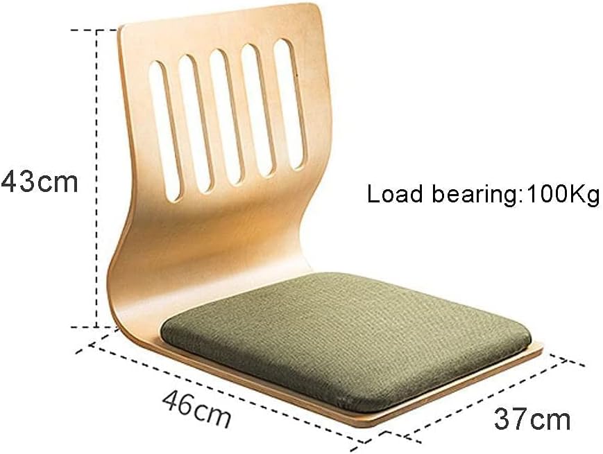 Silla de piso de madera, silla de suelo, asiento mecedor, cómodo sofá japonés, reclinable, soporte de espalda, ideal para juegos de lectura,