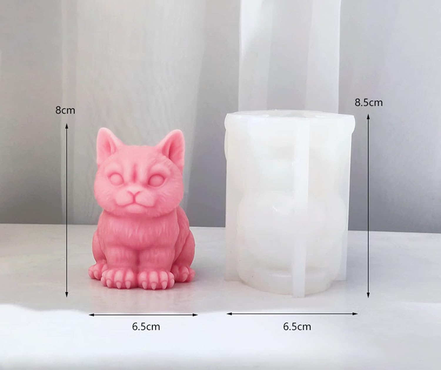 Xidmold Molde de vela de gato 3D, molde de fundición de resina de silicona para gatos, molde de silicona para chocolate, fondant, jabón, vela, bomba