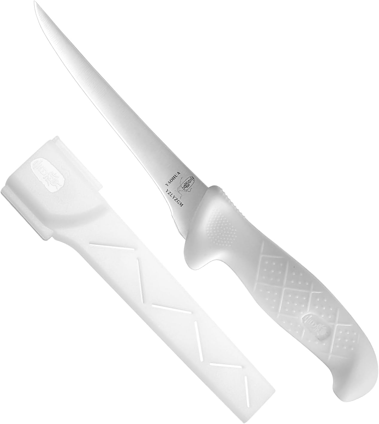 Juego de cuchillos de hueso enfundados multiusos, cuchillo de minería, hoja curvadasemiflexible de 6 pulgadas (3PC 4+5+6)