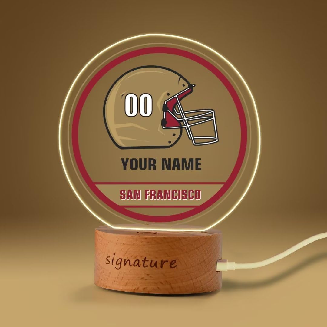 Luz nocturna de fútbol personalizada, lámpara LED de ciudad personalizada, nombre y número personalizados, regalo para Navidad, decoración de