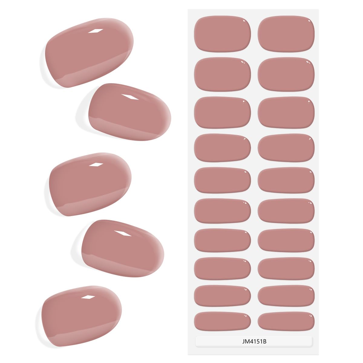 Tiras de uñas de gel semicuradas, 20 unidades, calcomanías de uñas de gel, tiras de uñas semicuradas, funcionan con lámpara de uñas LED UV, kit de
