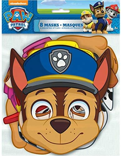 El paquete de suministros para fiesta de cumpleaños de Paw Patrol incluye juego de fiesta para 16 y 16 máscaras de papel de fiesta