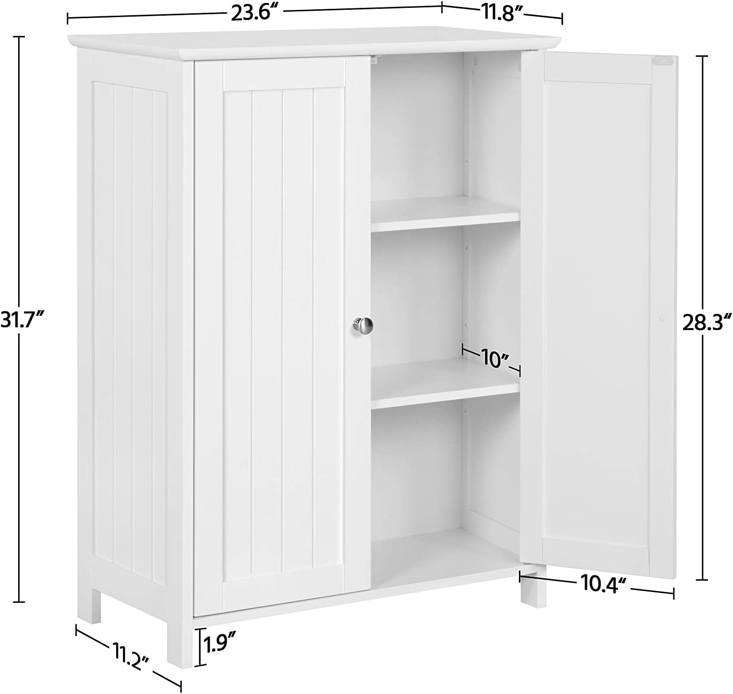 Armario de baño pequeño armario de almacenamiento de 2 puertas, muebles independientes con estante ajustable, almacenamiento de toallas de baño para