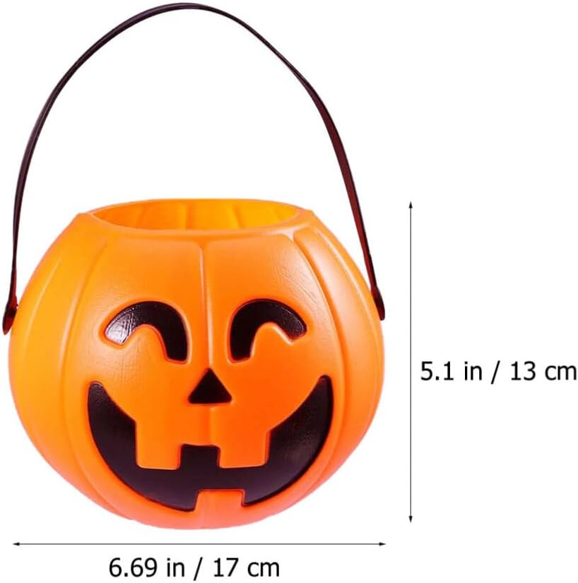 ABOOFAN Cubo de calabaza de Halloween, 3 unidades, cubo de calabaza de Halloween, cubo de calabaza Jack O Lantern, cesta de dulces, suministros de