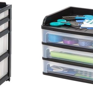IRIS Carrito de almacenamiento de 4 cajones con parte superior organizadora, sistema de cajones de escritorio mediano negro y IRIS USA, 1 paquete, IRIS Carrito de almacenamiento de 4 cajones con parte superior organizadora, sistema de cajones de escritorio mediano negro y IRIS USA, 1 paquete,