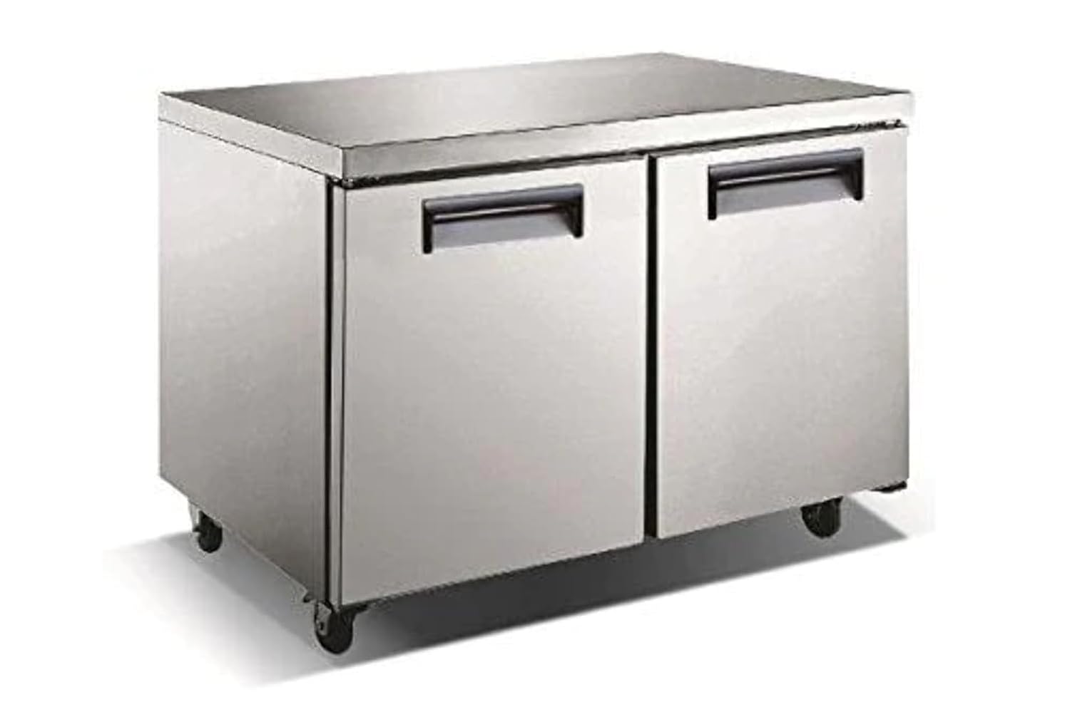Adcraft USUCRF-48 U-Star – Refrigerador bajo encimera de 2 puertas, 12 pies cúbicos, acero inoxidable, 115 V