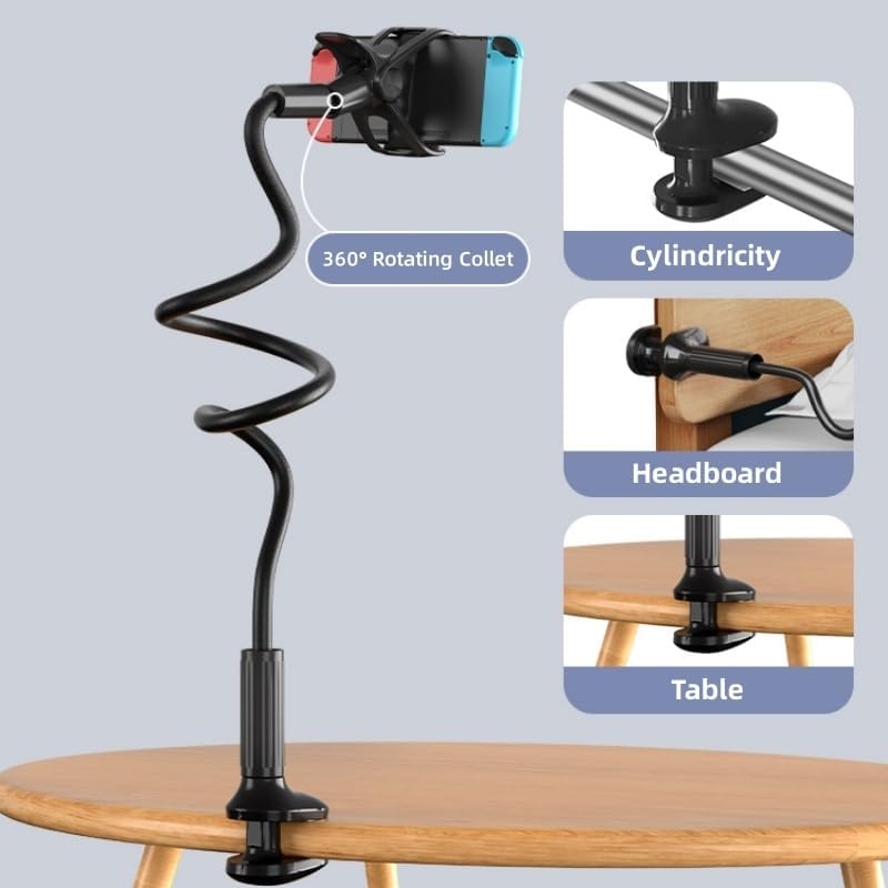 Soporte de cuello de cisne para cama, soporte flexible para teléfono para escritorio y cama, compatible con iPhone 14, 13, 12, 11 ProPro Max, XR, X,