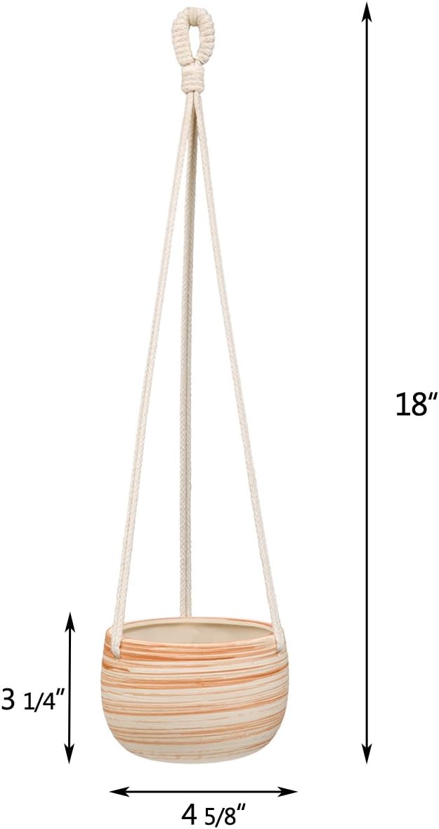 Mkono Macrame Macrame – Maceta de cerámica para colgar, tamaño pequeño, Moderno