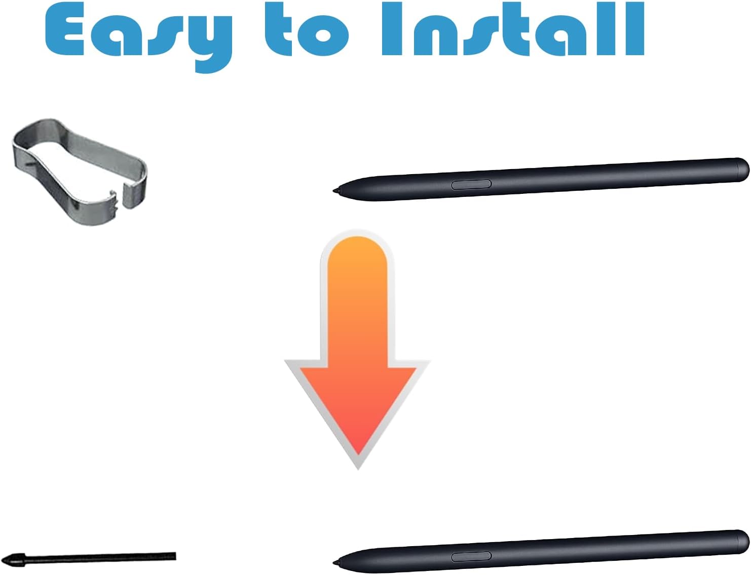 Paquete de 5 puntas negras de repuesto para bolígrafo Tab S7S7+ S compatibles con Samsung Galaxy Tab S7S7 Plus S Pen Tips de repuesto + 1 pinza
