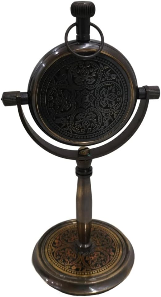 collectiblesBuy Reloj de mesa vintage antiguo de latón hecho a mano con base retro para oficina en casa, escritorio y estantería, reloj analógico