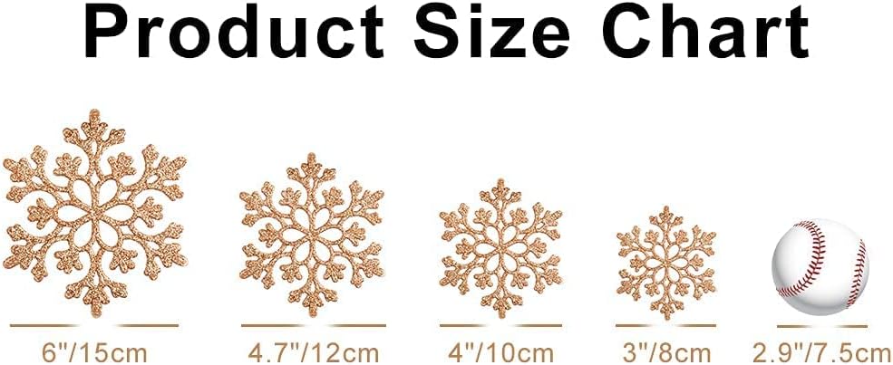 Adornos de plástico de copos de nieve con purpurina de 4.7 pulgadas30 unidades, decoraciones con cuerda de plata para colgar en el árbol de navidad,