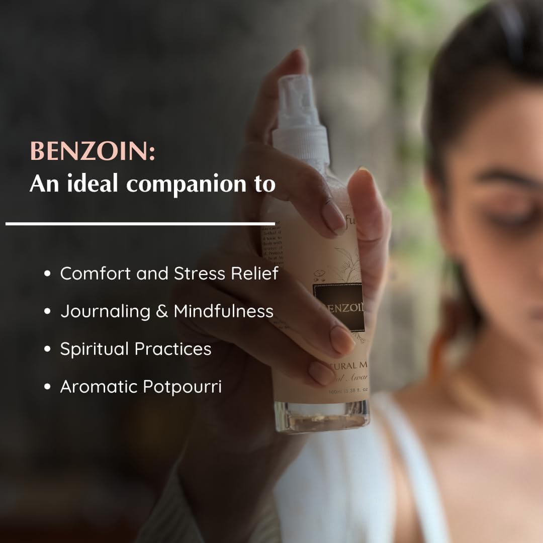 Aromafume Espray de resina natural de benjuí, 3.3 onzas, ideal para espiritualidad, oración y rituales, fabricado con resina de benjuí de Indonesia,