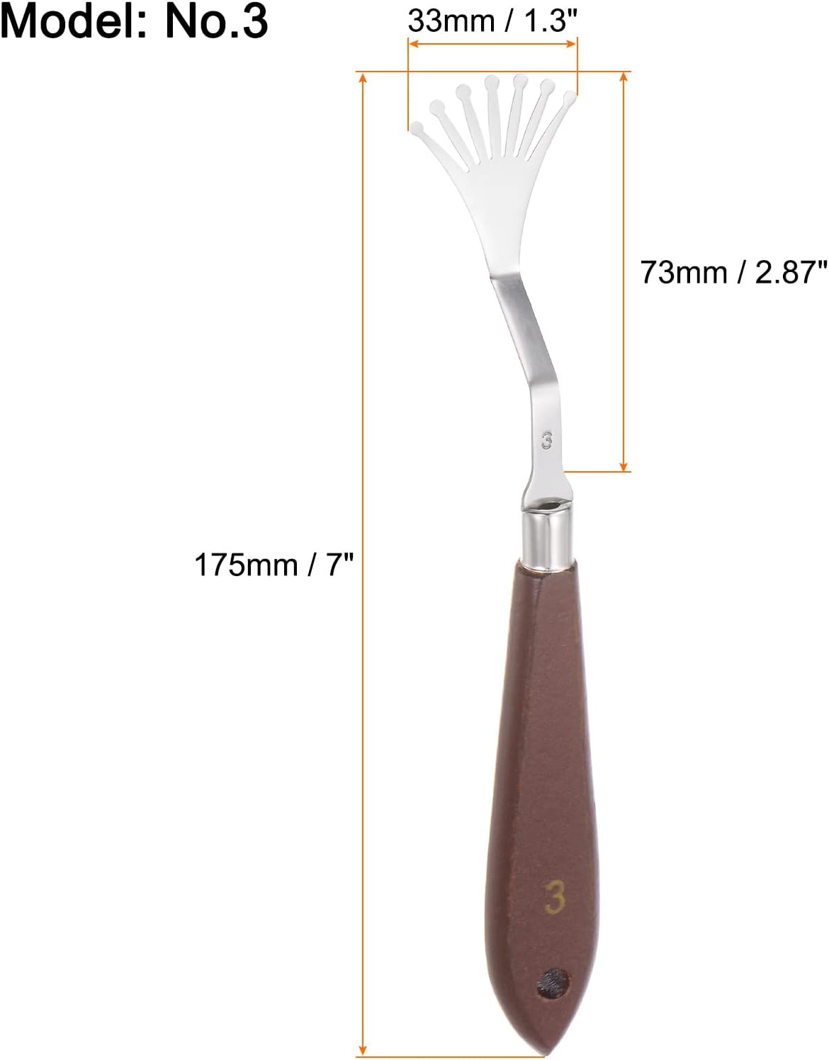 2pcs No.3 Paleta Cuchillos 1.299 in Ancho Acero Inoxidable Triangular Dentado Espátula Pintura Cuchillo de Paleta con Mango de Madera para Óleo