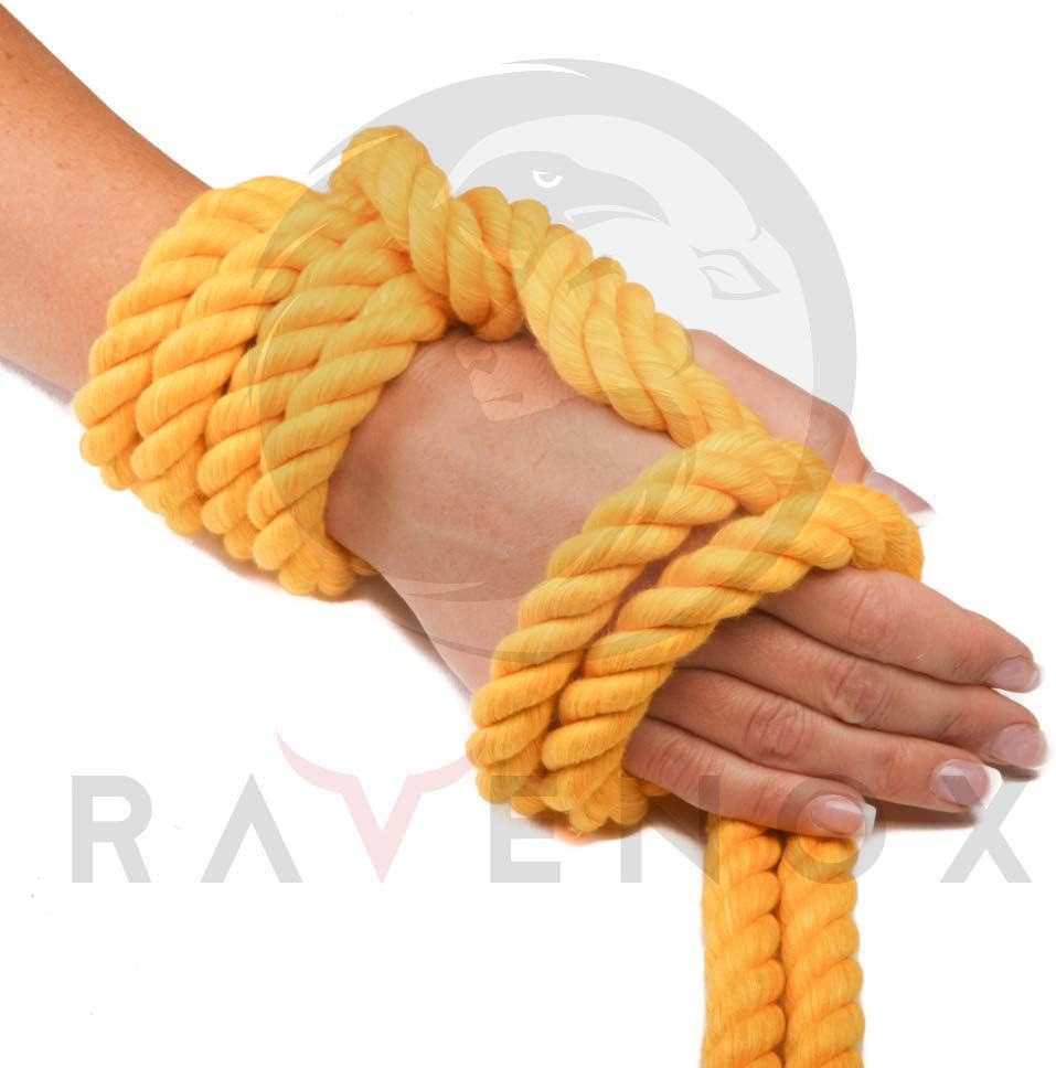 Ravenox – Cuerda de algodón trenzado natural, fabricada en los Estados Unidos, fuerte cordón múltiple para deportes, decoración, juguetes de