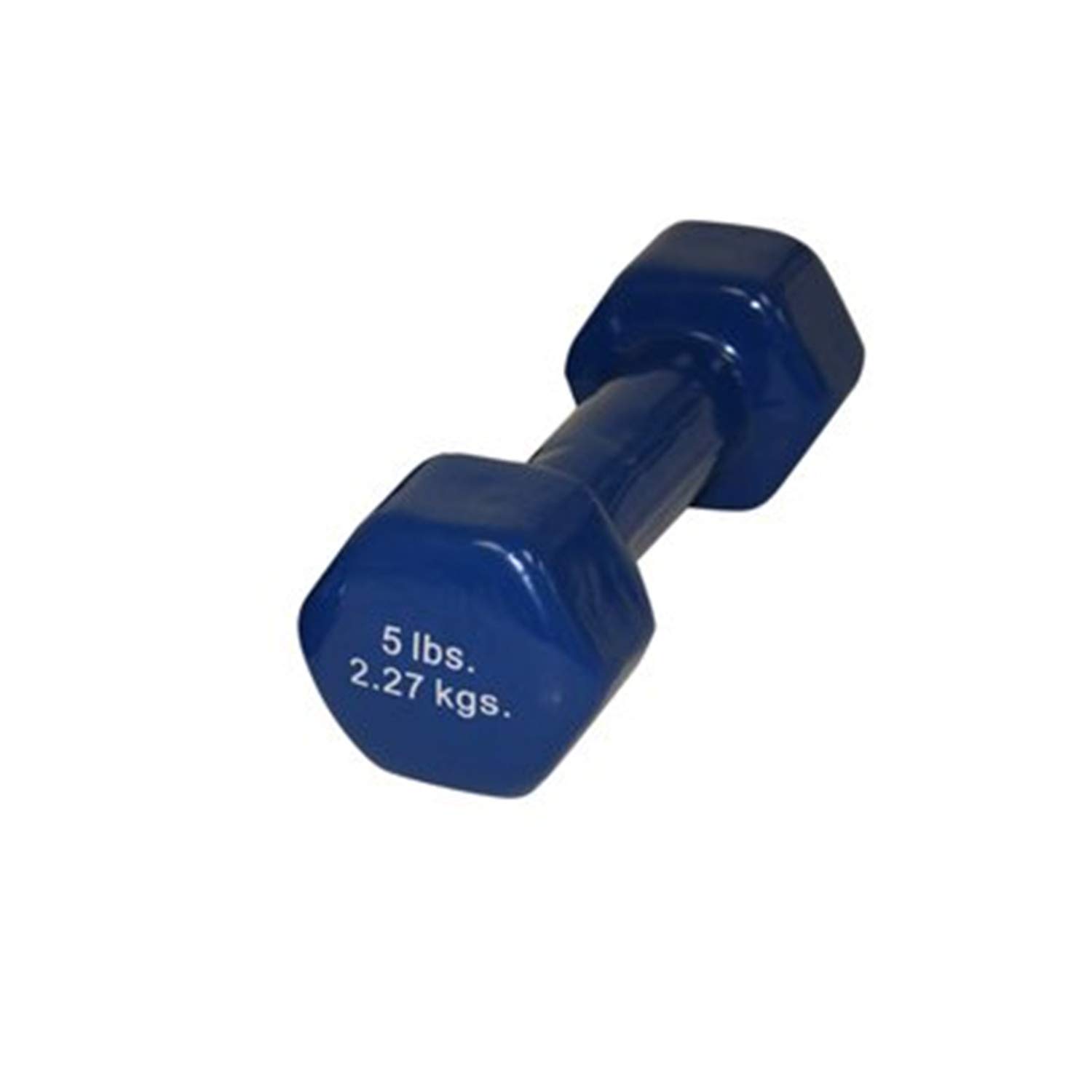 CanDo 10-0554-1 Mancuerna de hierro fundido recubierta de vinilo, sin arañazos, peso de 5 libras, color azul