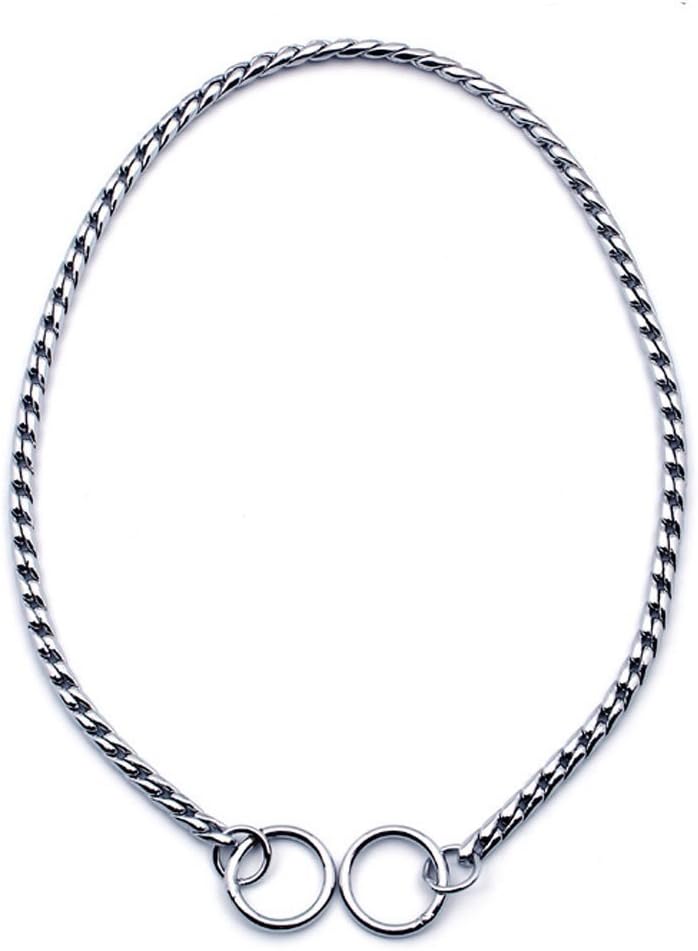 Collar de cadena plateada para perro, estrangulador, collar de serpiente para entrenamiento de mascotas con eslabones pesados, 16 pulgadas, 0.118 in