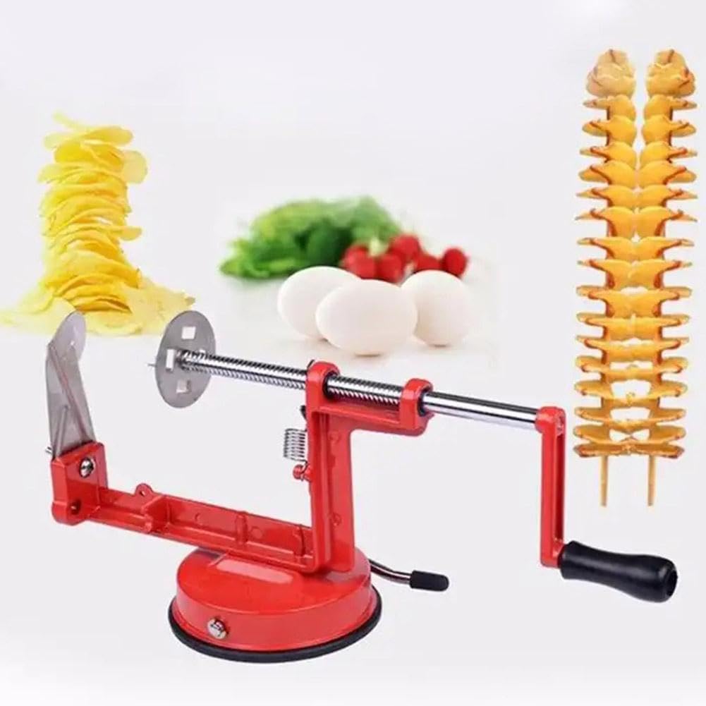 Cortador de manzana 3 en 1, cortador de manzana de larga duración con potente base de succión y cuchillas de acero inoxidable para manzanas, papas y
