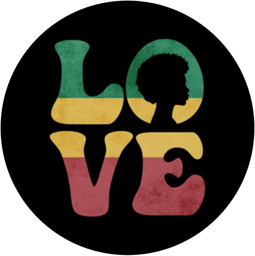 Afro Black African Rasta Reggae Black History LOVE PopSockets PopGrip intercambiables