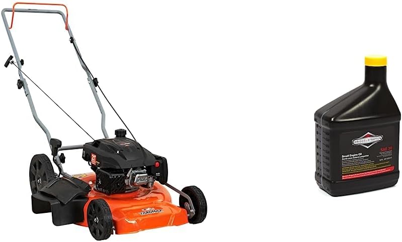 YARDMAX Cortacésped de 21 pulgadas 170cc 2 en 1 a gas con ruedas traseras altas y aceite de motor Briggs & Stratton 100005 SAE 30W – 18 onzas
