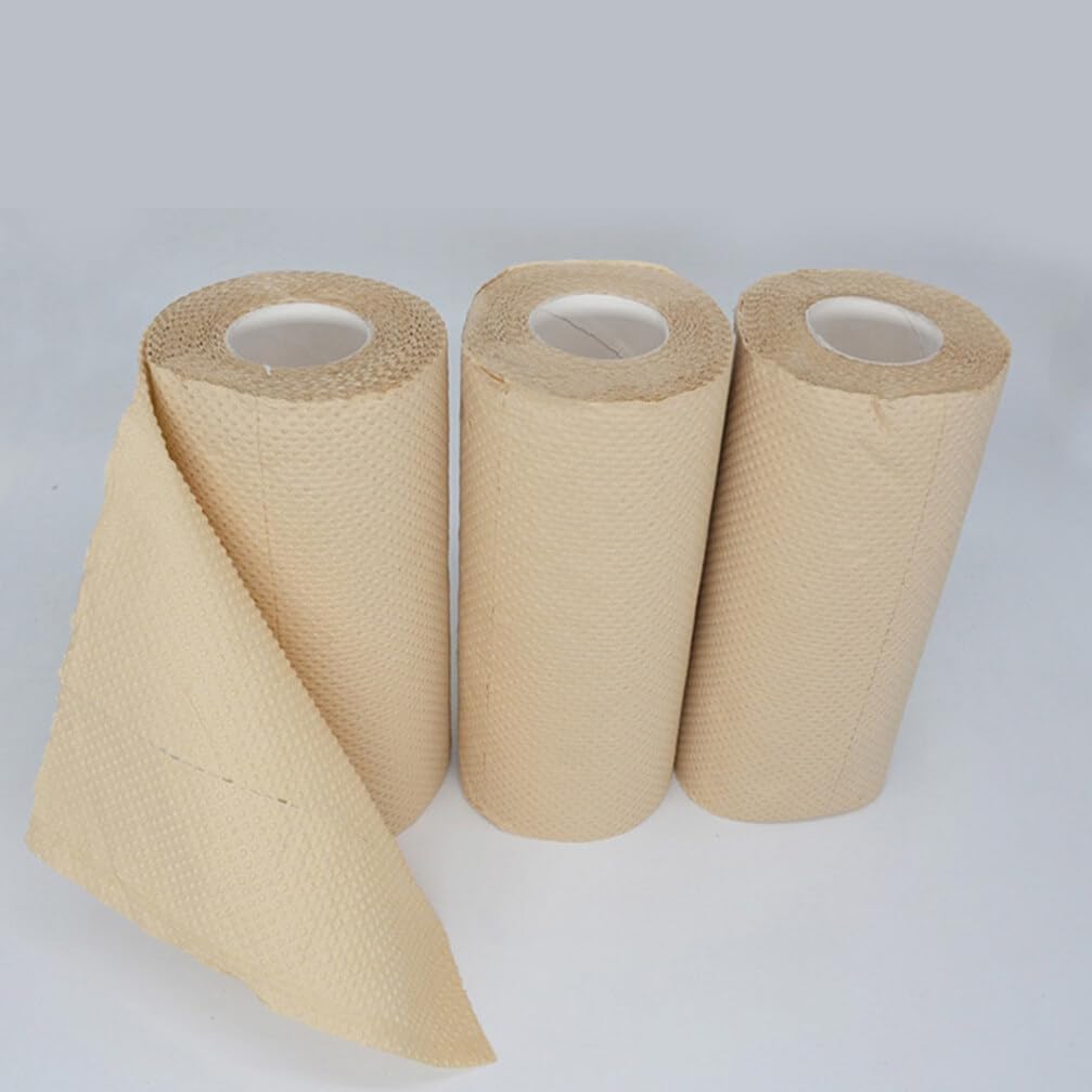 Papel de cocina 2 rollos de papel higiénico para limpiar las manos, papel higiénico para cocina, papel absorbente de aceite, color marrón claro,