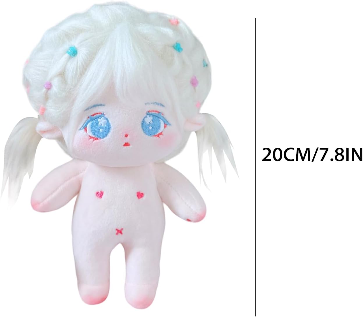 CALEMBOU Muñeca de felpa de 7.9 in, linda muñeca de algodón con esqueleto articulado, muñeca de peluche suave de anime y juego de peluquería, regalo