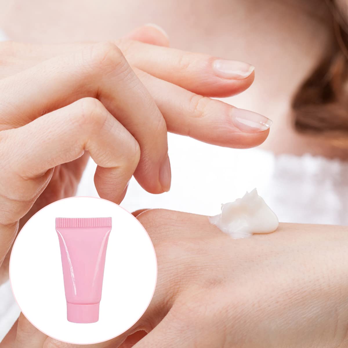 50 unidades de 0.2 fl oz vacíos rosados recargables tubos de plástico cosméticos de viaje maquillaje embalaje botellas de muestra recipientes para