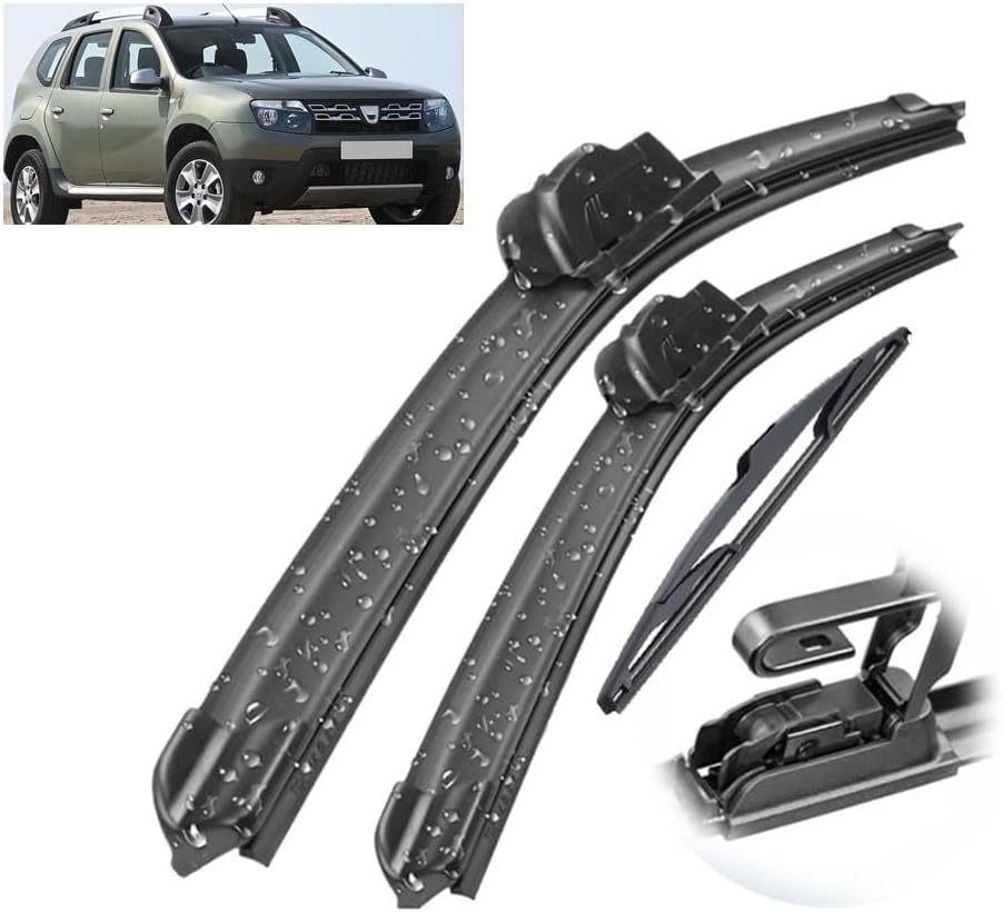 Juego de 3 limpiaparabrisas delantero y trasero compatible con Renault Duster 1 2013-2016 parabrisas ventana de 20 + 20 + 14 pulgadas