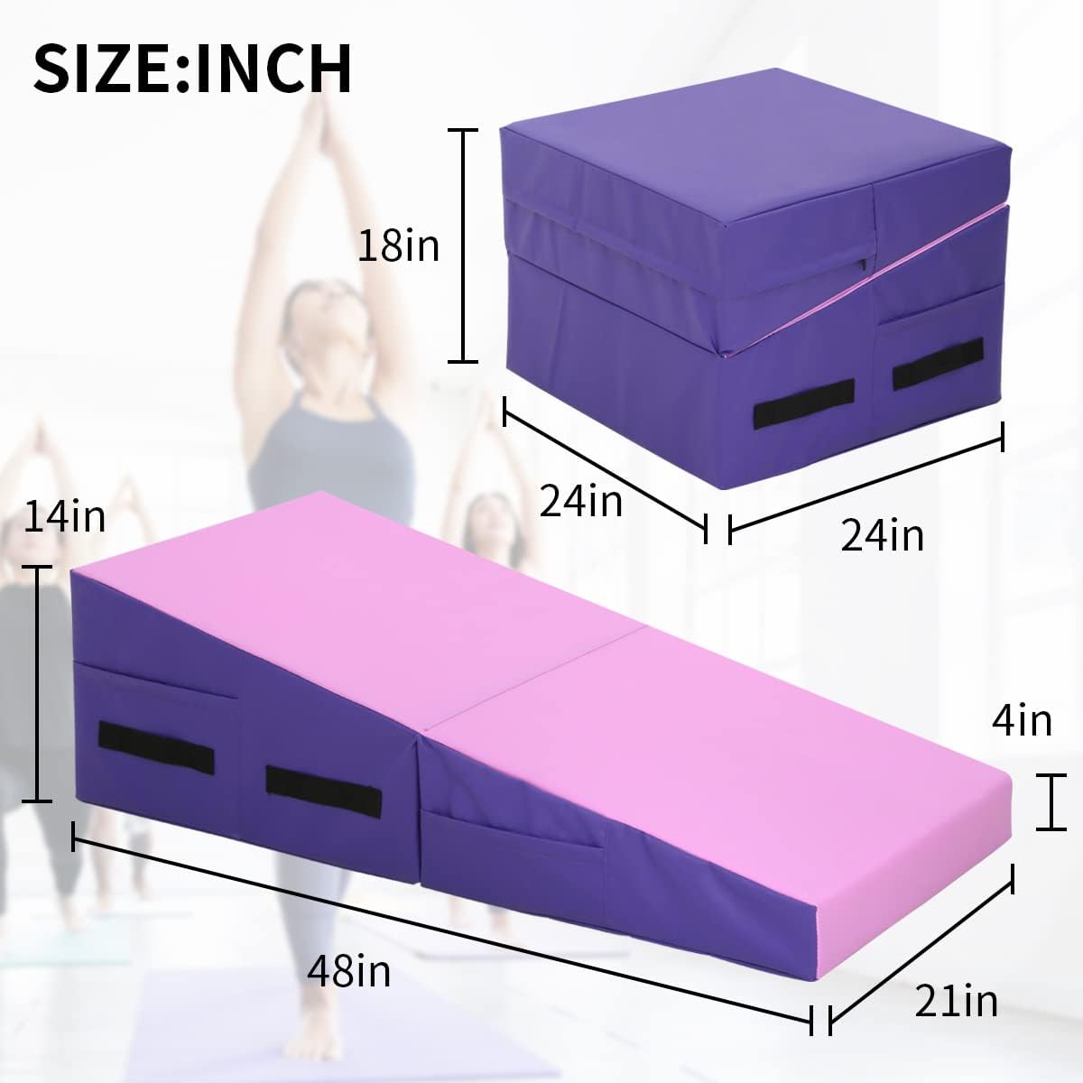 BLKMTY Gymnastics Mat Incline Mats 48″x24″ Folding Tumbling Mats Cheese Wedge Mat Kids Cheese Mat IndoorOutdoor Exercise Yoga Mat for Gymnastics