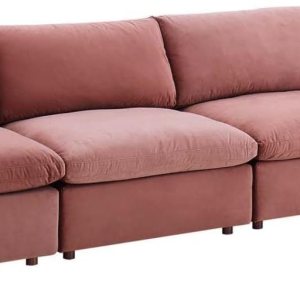 Modway Commix Sofá de 4 plazas de terciopelo de alto rendimiento relleno de plumón, rosa polvoriento Modway Commix Sofá de 4 plazas de terciopelo de alto rendimiento relleno de plumón, rosa polvoriento