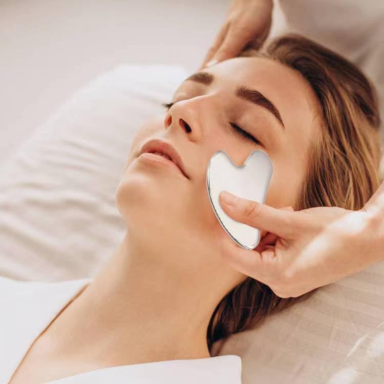 Gua Sha Herramientas faciales de acero inoxidable – Herramienta facial Gua Sha de acero inoxidable – Gua Sha – Herramienta Guasha – Masaje facial