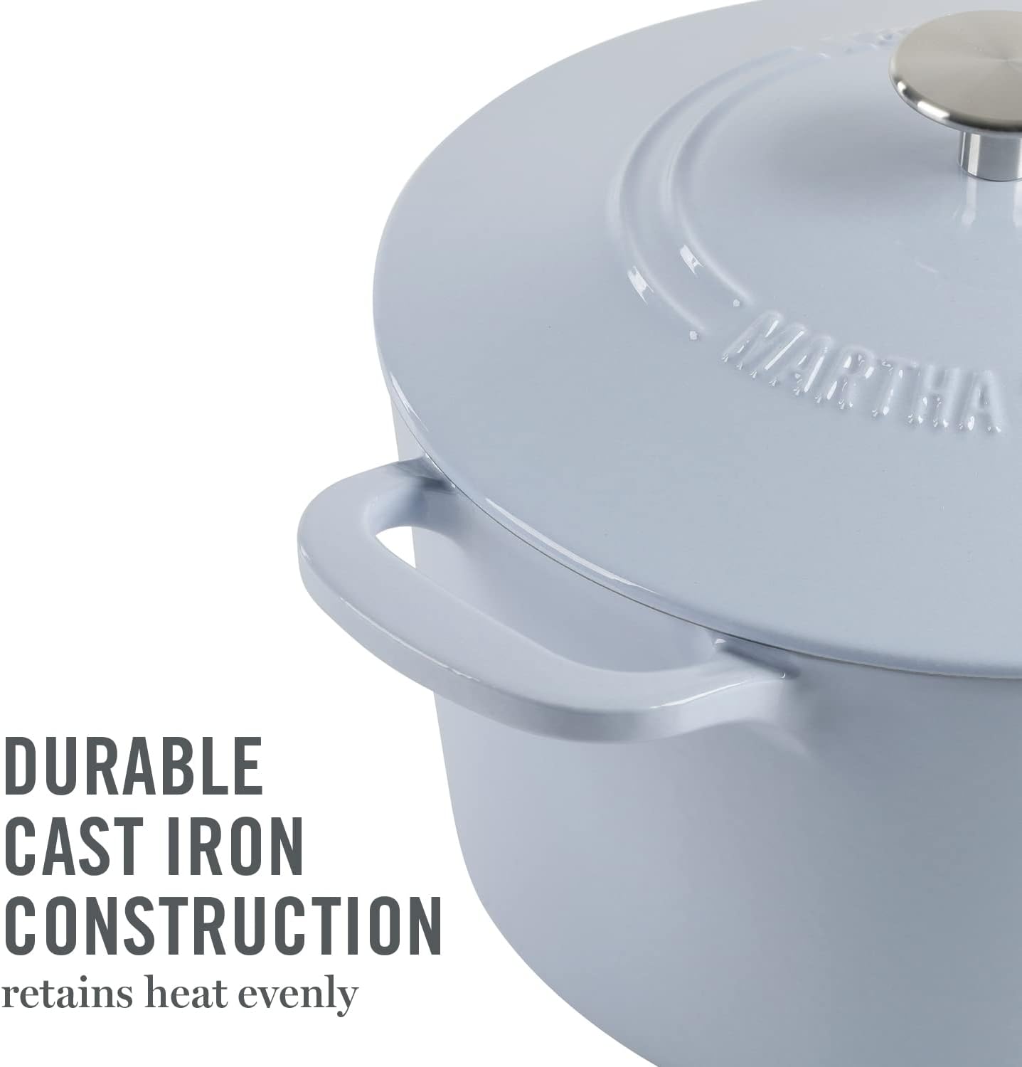 MARTHA STEWART Gatwick – Horno holandés de hierro fundido esmaltado de 7 cuartos de galón, color lavanda