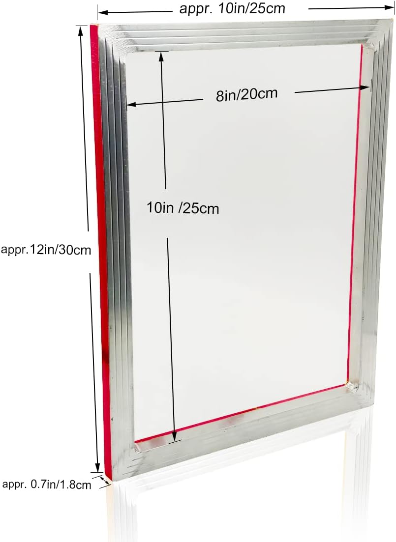 Worown Marco de aluminio de la impresión de la pantalla de seda de 8 x 10 pulgadas con la malla blanca 110 para la impresión de la pantalla