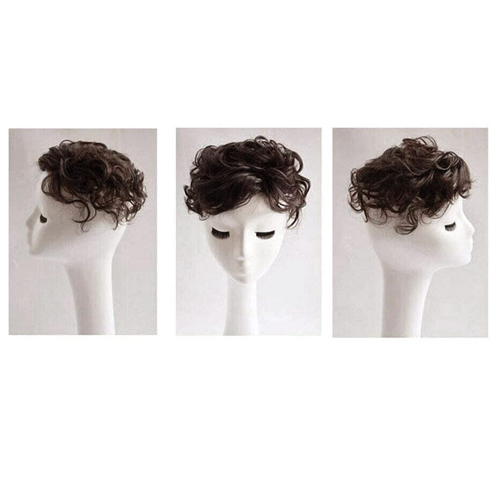 Peluca de cabello humano corto para mujer, con cierre de cabello rizado, postizo superior con clip, pieza de repuesto de cabello natural para