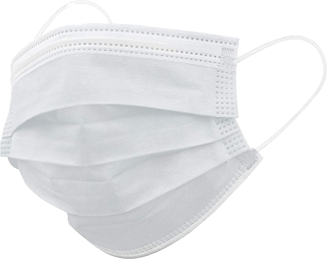 100 máscaras faciales desechables blancas para adultos, tela suave real de 3 capas (2 capas no tejidas, 1 capa fundida soplada), antipolvo, a prueba