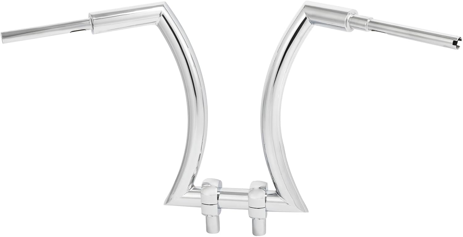 TCT-MOTORPARTS Manillar cromado Ape Hanger de 16 pulgadas con elevador de 2 pulgadas apto para Harley Road King, Sportster XL883 XL1200, Softail