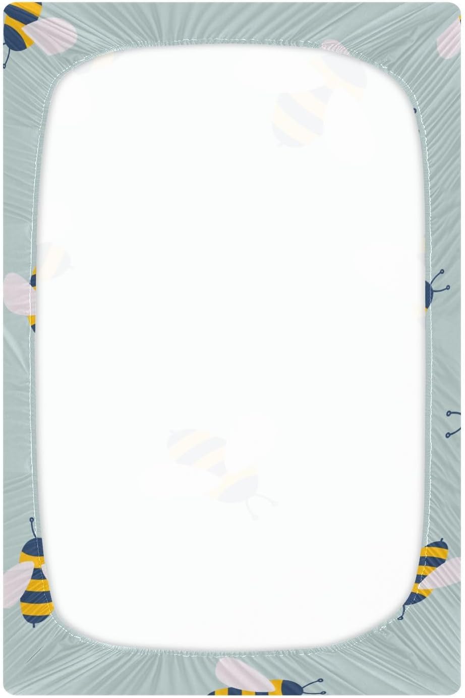 Sábana bajera elástica para cuna para bebé niño y niña, mini sábana bajera portátil de abeja de dibujos animados para juego neutral, material